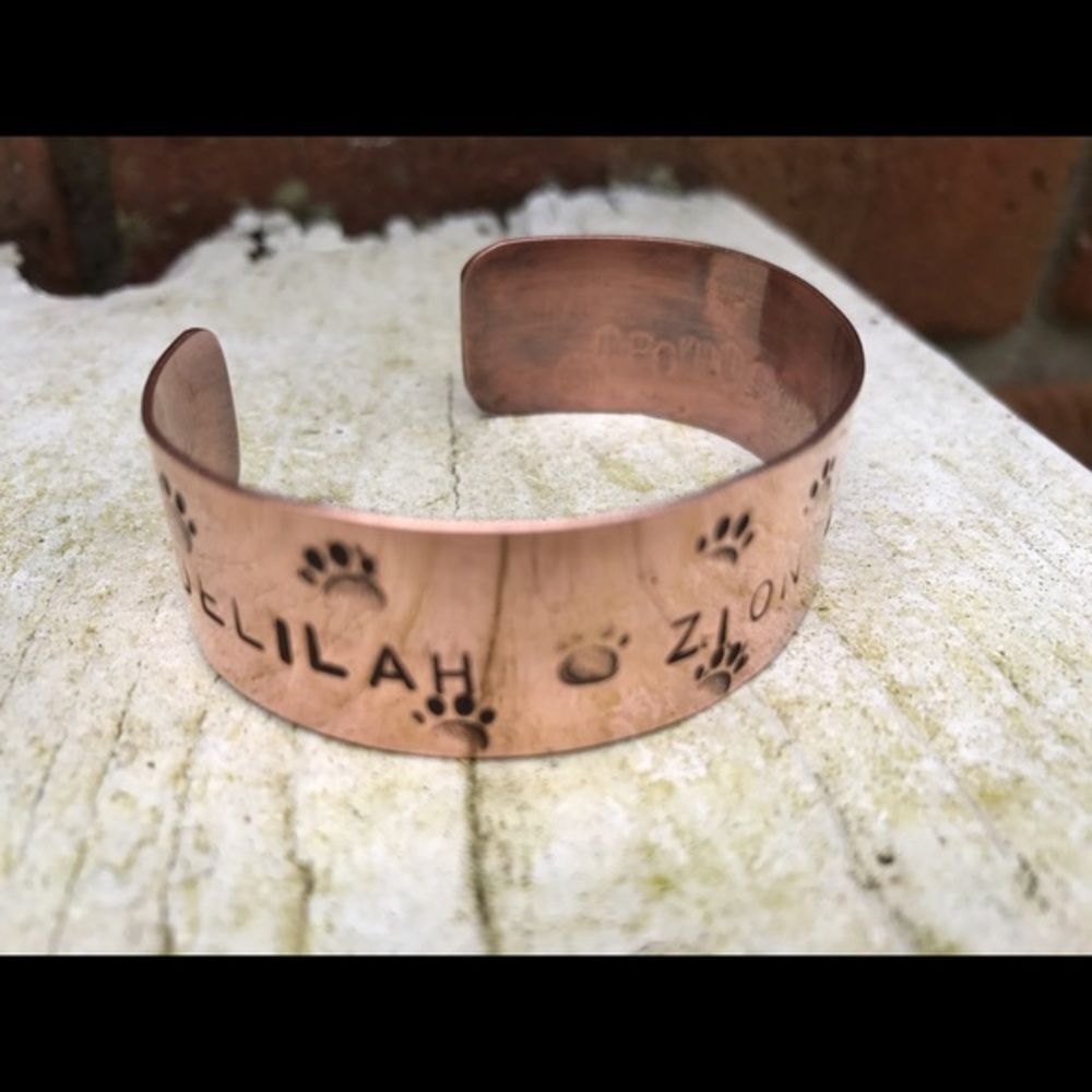 Natural copper Cuff bracelet, Dog Lover, Cat Lover, Personalized, NEW, Handmade - Picture 3 of 4